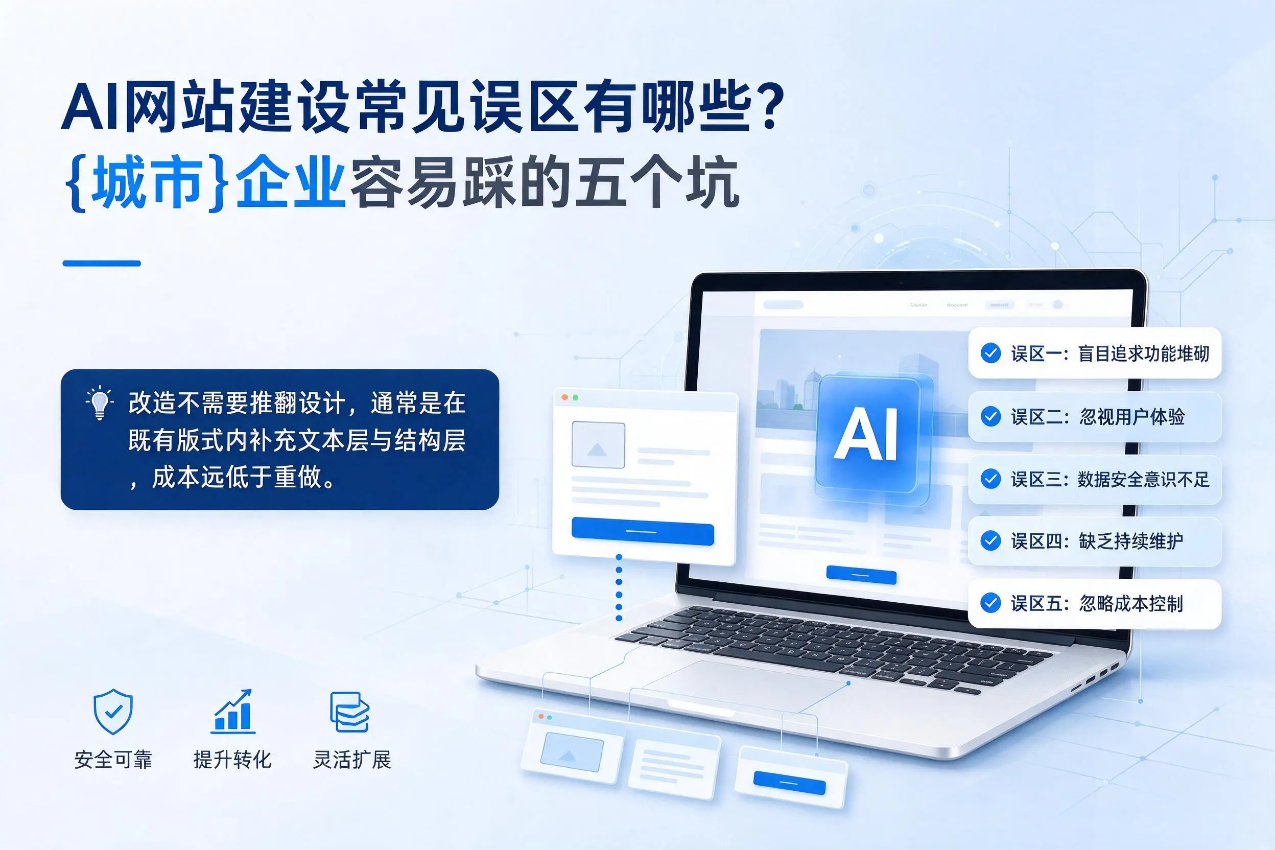 AI网站建设常见误区有哪些？新乡企业容易踩的五个坑
