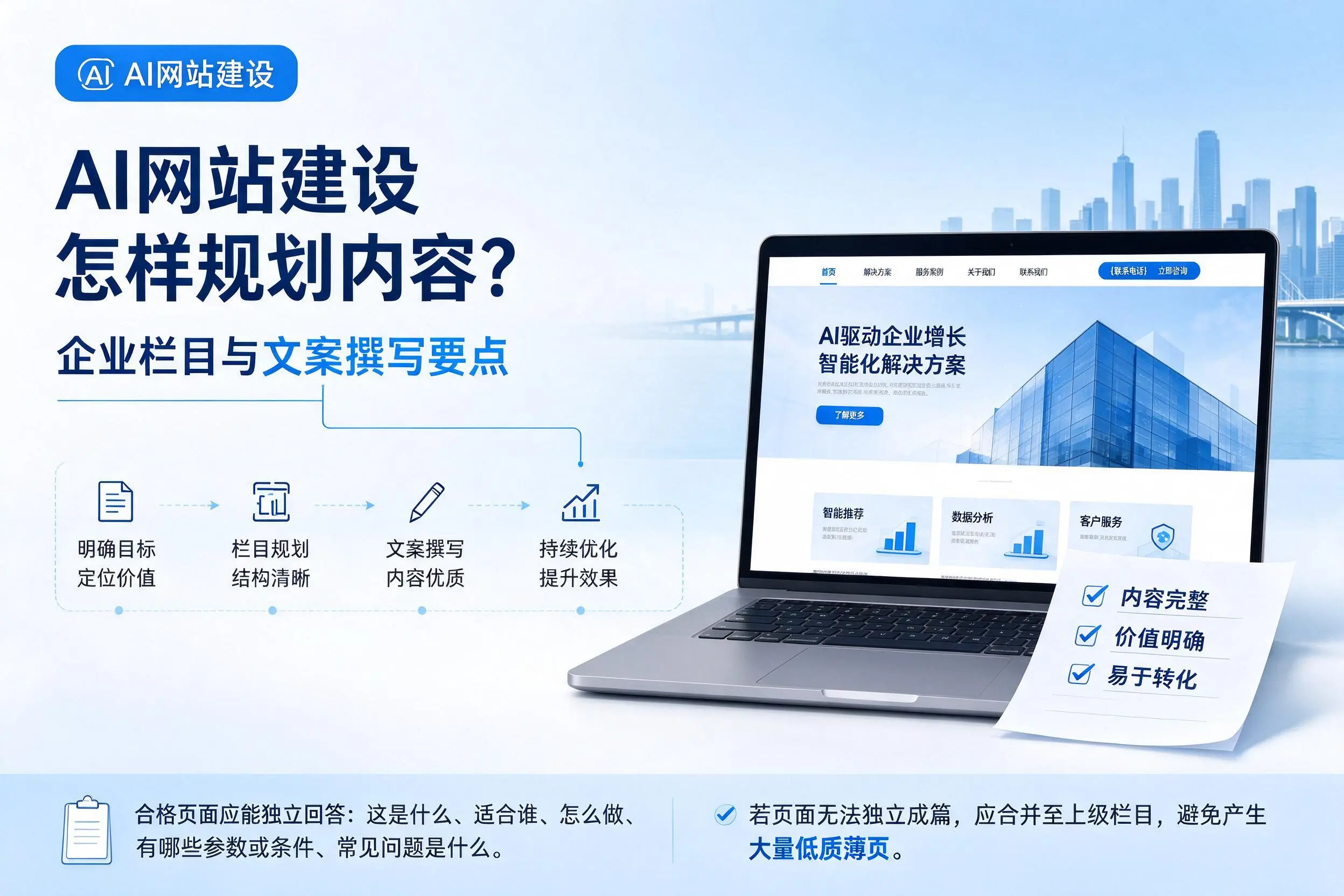 AI网站建设怎样规划内容?新乡企业栏目与文案撰写要点